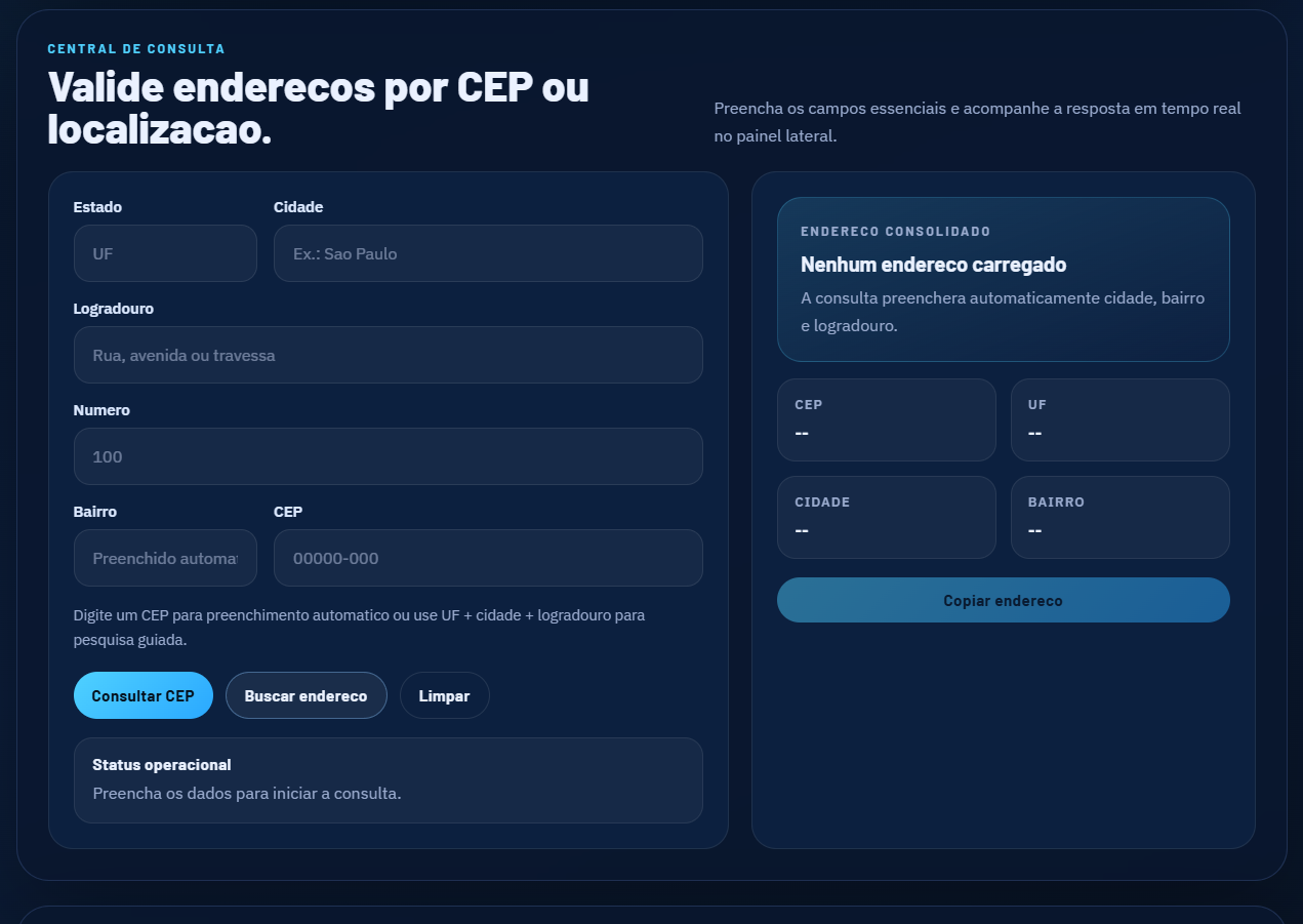 Tela de formulario do projeto Atlas Postal